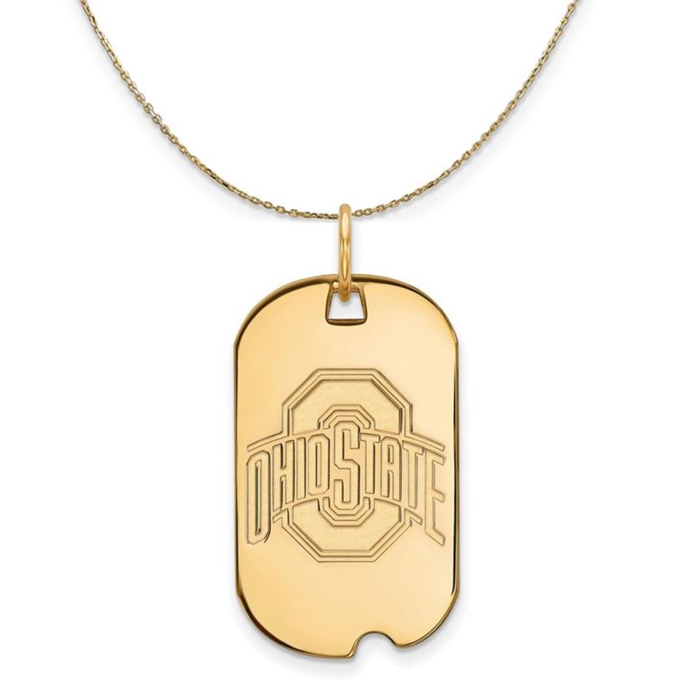 14k Yellow Gold Ohio State Dog Tag Necklace - 16 Inch